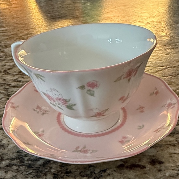 Pink Floral Valentine Teacup and Saucer Set - Picture 2 of 2